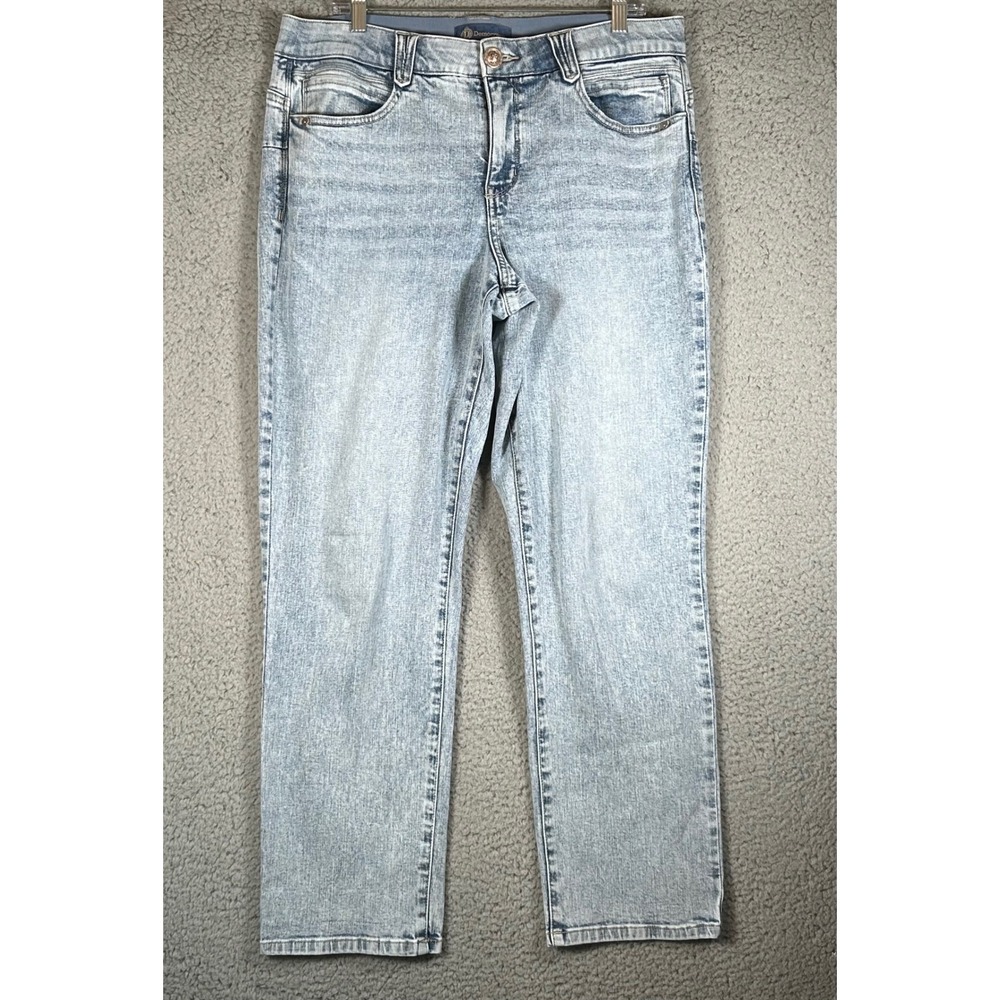 Democracy Ab solution Straight Leg Jeans size 14 Light Wash High Rise Blue Denim